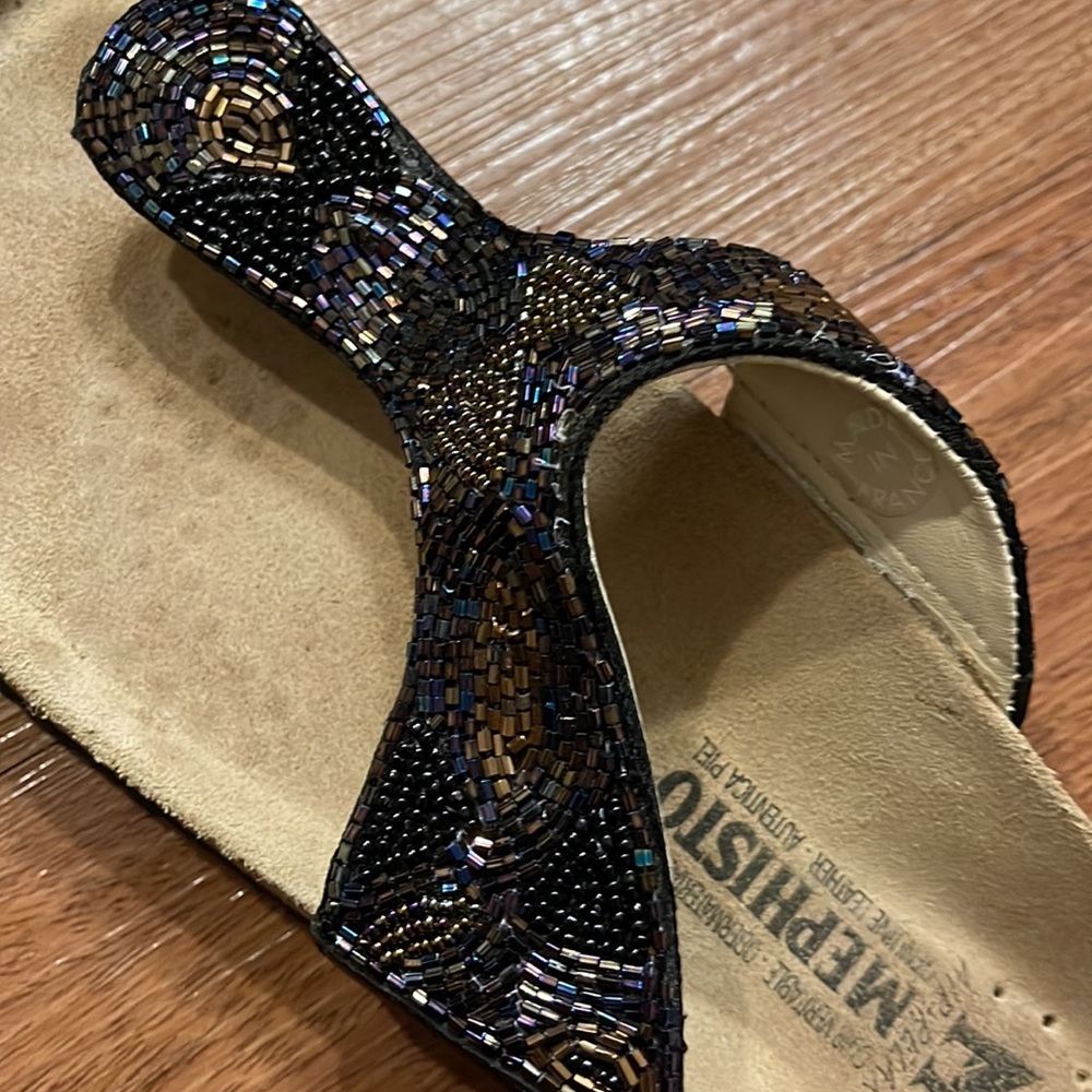 Mephisto beaded blue gold sandals - Picture 2 of 6
